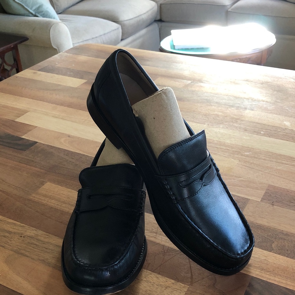 Cole Haan Black Leather Penny Loafers